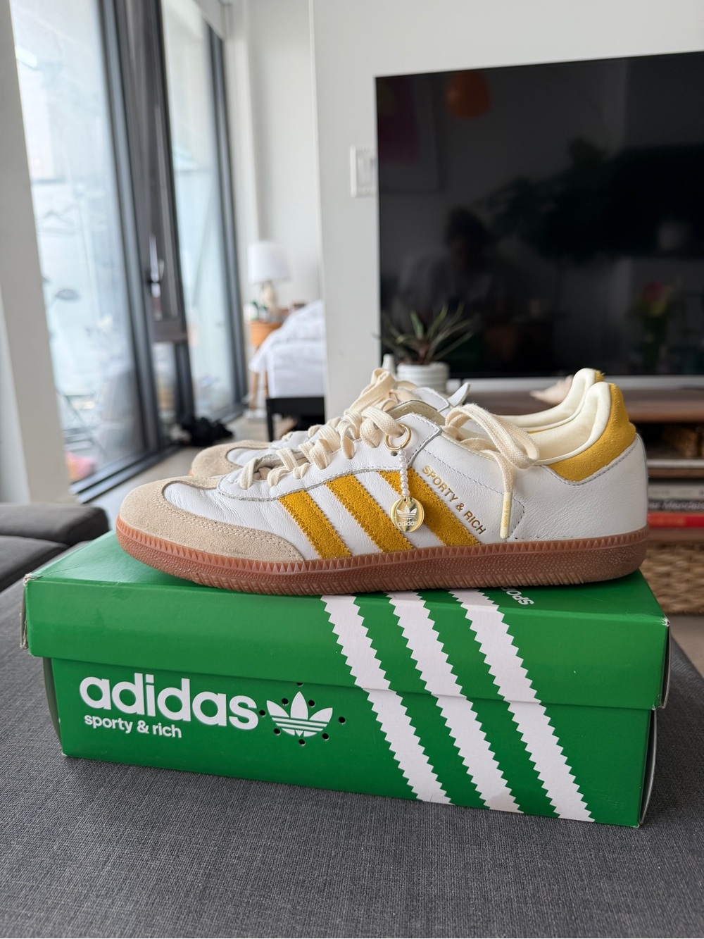 Sporty & Rich Samba Sneakers in White & Yellow